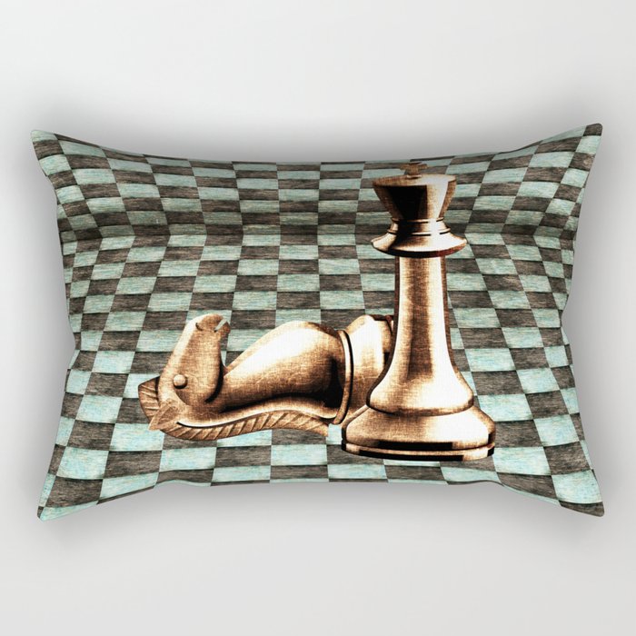 Grunge  Chessboard and Chess Pieces Rectangular Pillow