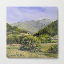 Pastures and Mount Mansfield Oil Landscape Vermont Painting Metal Print | Blueskies, Realism, Landscape, Pastorial, Landscapeofvermont, Detailed, Fields, Greenhills, Vermont, Laurierohner 