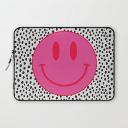 Make Me Smile - Cute Preppy Vsco Smiley Face on Black and White Laptop Sleeve