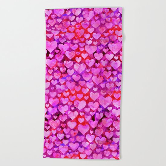Heart Pattern 08 Beach Towel