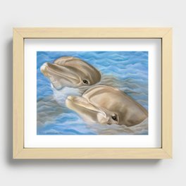 Dolphins in Pastel Recessed Framed Print
