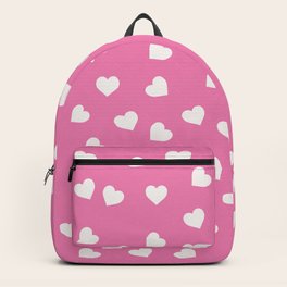 Playful White Heart Pattern on Pink Background Backpack
