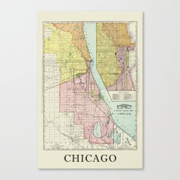 Vintage Map Of The Railroads In Chicago From 1897 Canvas Print
