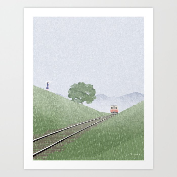 Departure on a Rainy Day (2021) Art Print