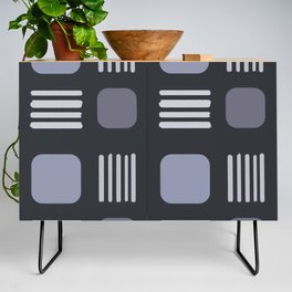 Mid-Century Modern Squares Lines Slate Gray Credenza