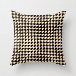 Black and Tan Classic houndstooth pattern Throw Pillow