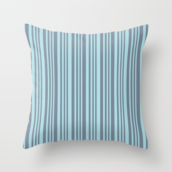 Light Slate Gray and Powder Blue Colored Lines/Stripes Pattern Throw Pillow