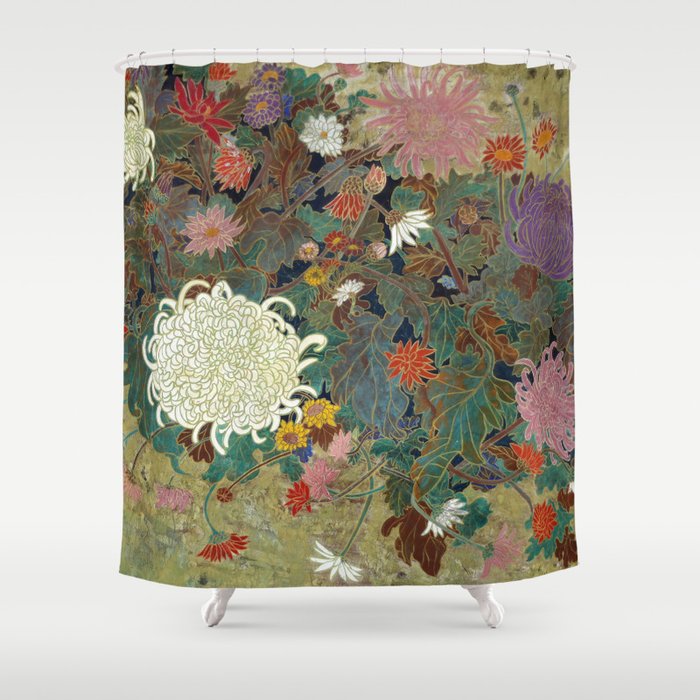 Flower Japanese Painting Shower, Japanese Painting Shower Curtain