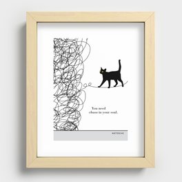 Friedrich Nietzsche "You need chaos in your soul" black cat literary quote Recessed Framed Print