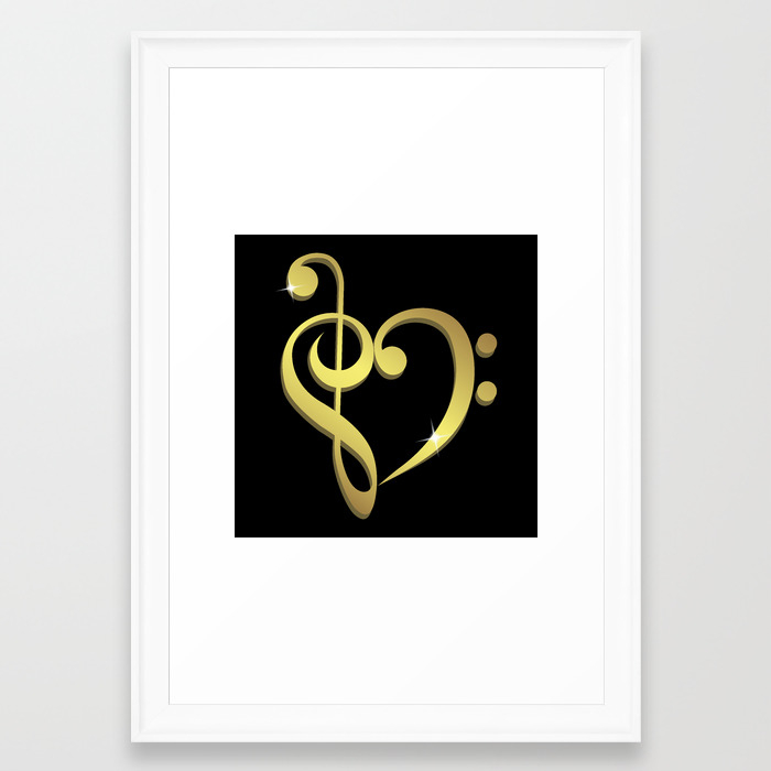 Treble Clef Bass Clef Music Heart Love Framed Art Print By Pixxart Society6