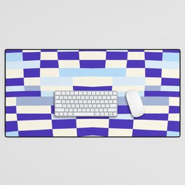 Shades of blue checkered design Desk Mat