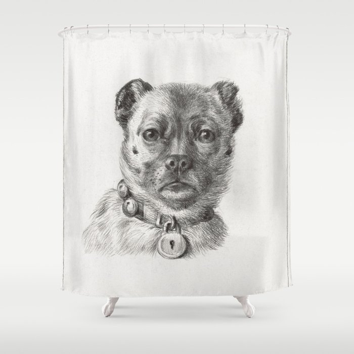 Dog Head With A Collar Shower Curtain