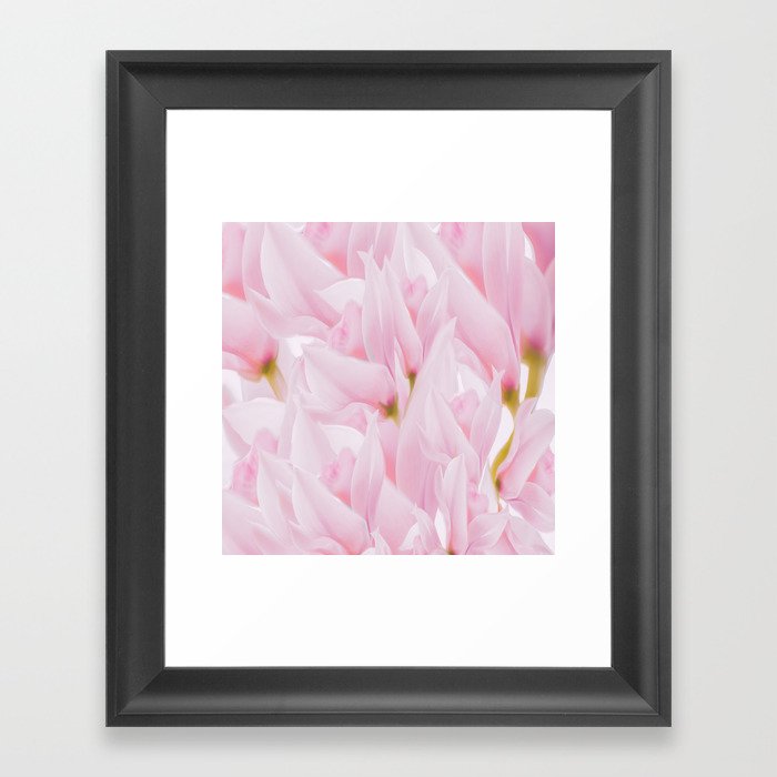 Pink petals on a light background #decor #society6 #buyart Framed Art Print