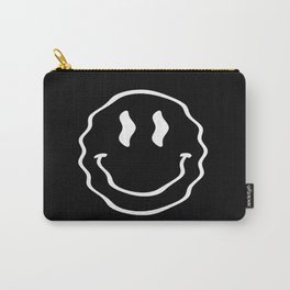 Black and White Smiley Face Carry-All Pouch | Graphicdesign, Happy Emoji, Illustration, Swirl, Monochrome, Wonky, Digital, Abstract, Smile Emoji, Happiness 