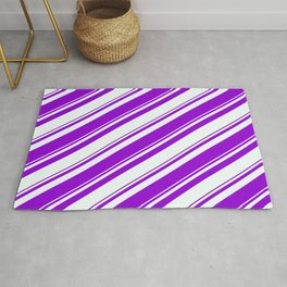 [ Thumbnail: Dark Violet and Mint Cream Colored Pattern of Stripes Rug ]