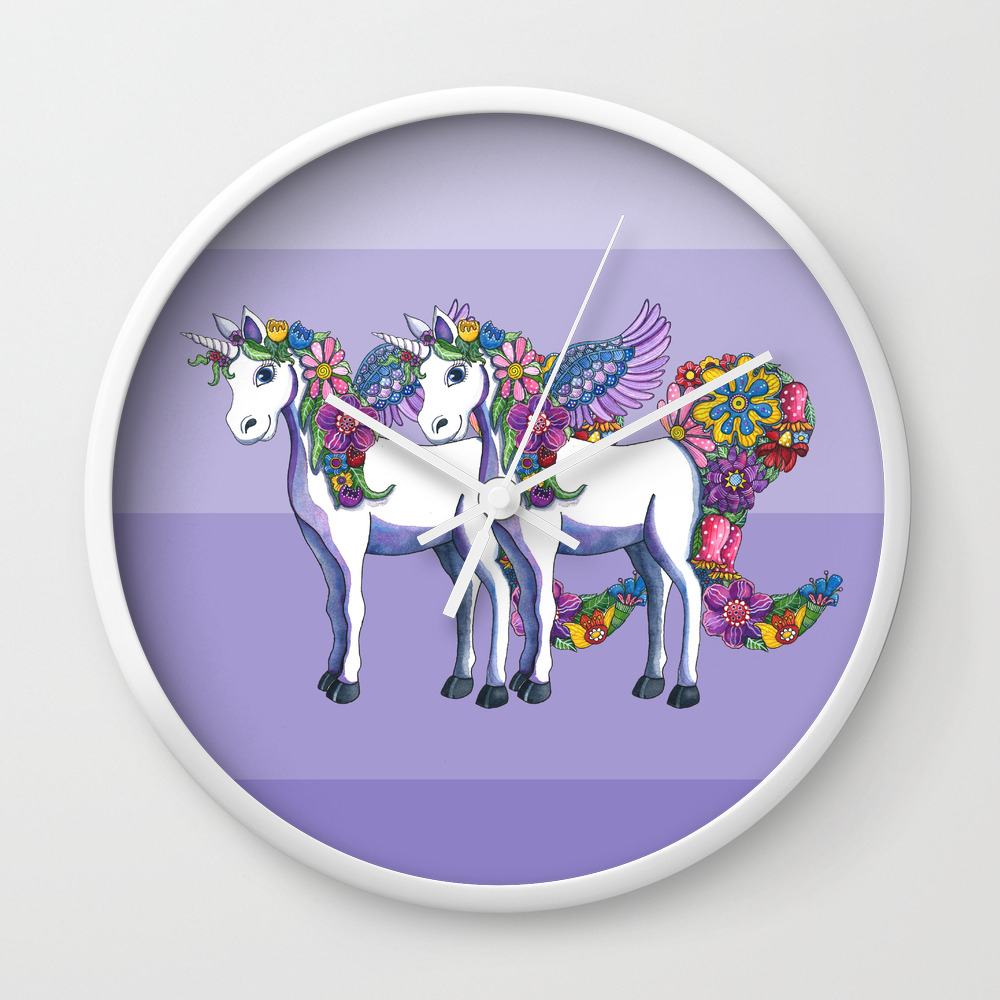 Unicorn Twins Wall Clock By Shelleyylstart Society6