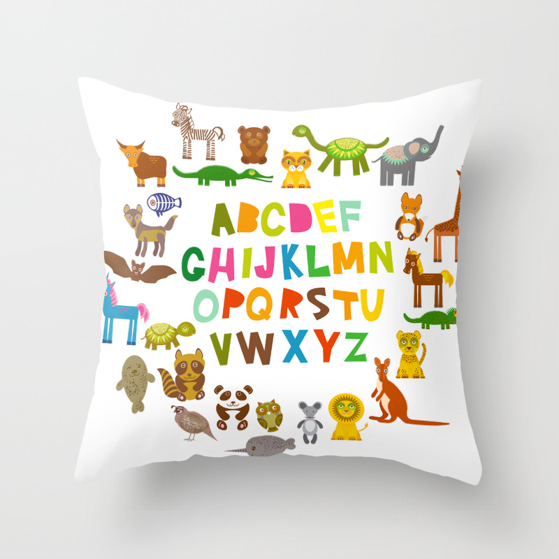 back to school. alphabet for kids from A to Z. funny cartoon animals Throw  Pillow by EkaterinaP | Society6