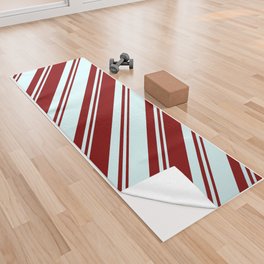 [ Thumbnail: Maroon & Light Cyan Colored Lines/Stripes Pattern Yoga Towel ]
