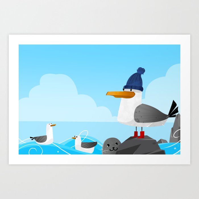 "Moin Moin" Seagull Art Print