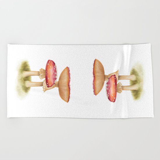 Mushroom - Fly Agaric - AMANITA MUSCARIA By Magda Opoka Beach Towel