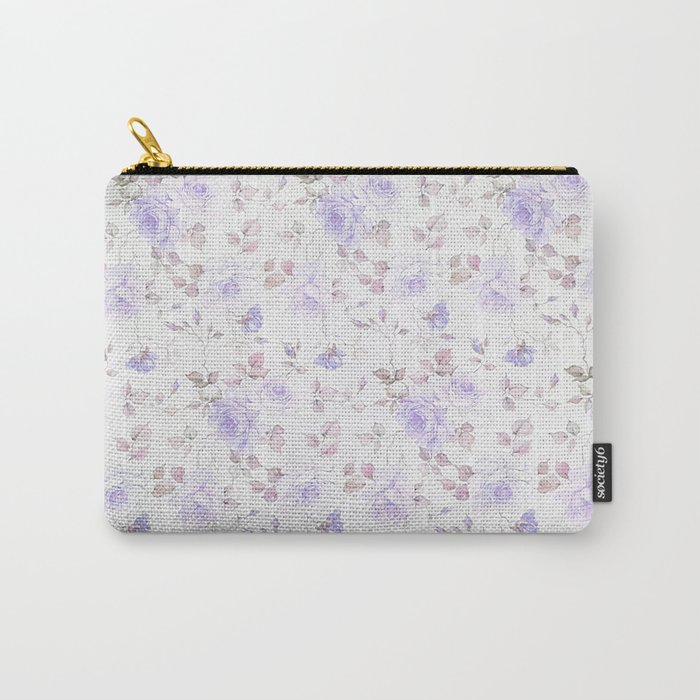 Lavender gray elegant vintage roses floral Carry-All Pouch