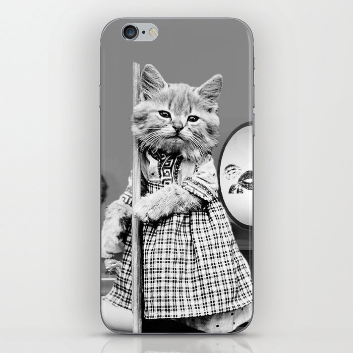 Vintage Cat Black And White Cats Wearing Dress iPhone Skin