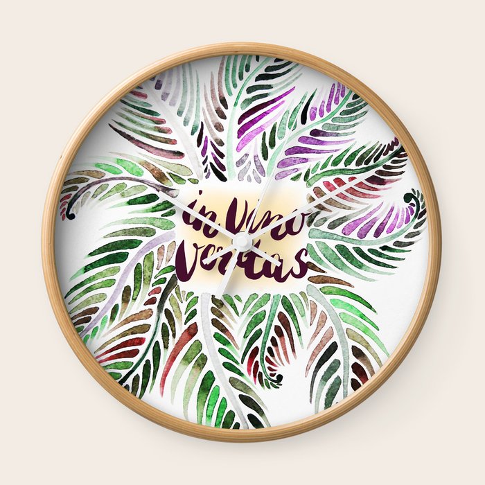 Fern In Vino Veritas Wine Truth Latin Wall Clock