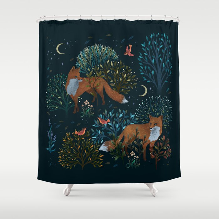 Forest Foxes Shower Curtain