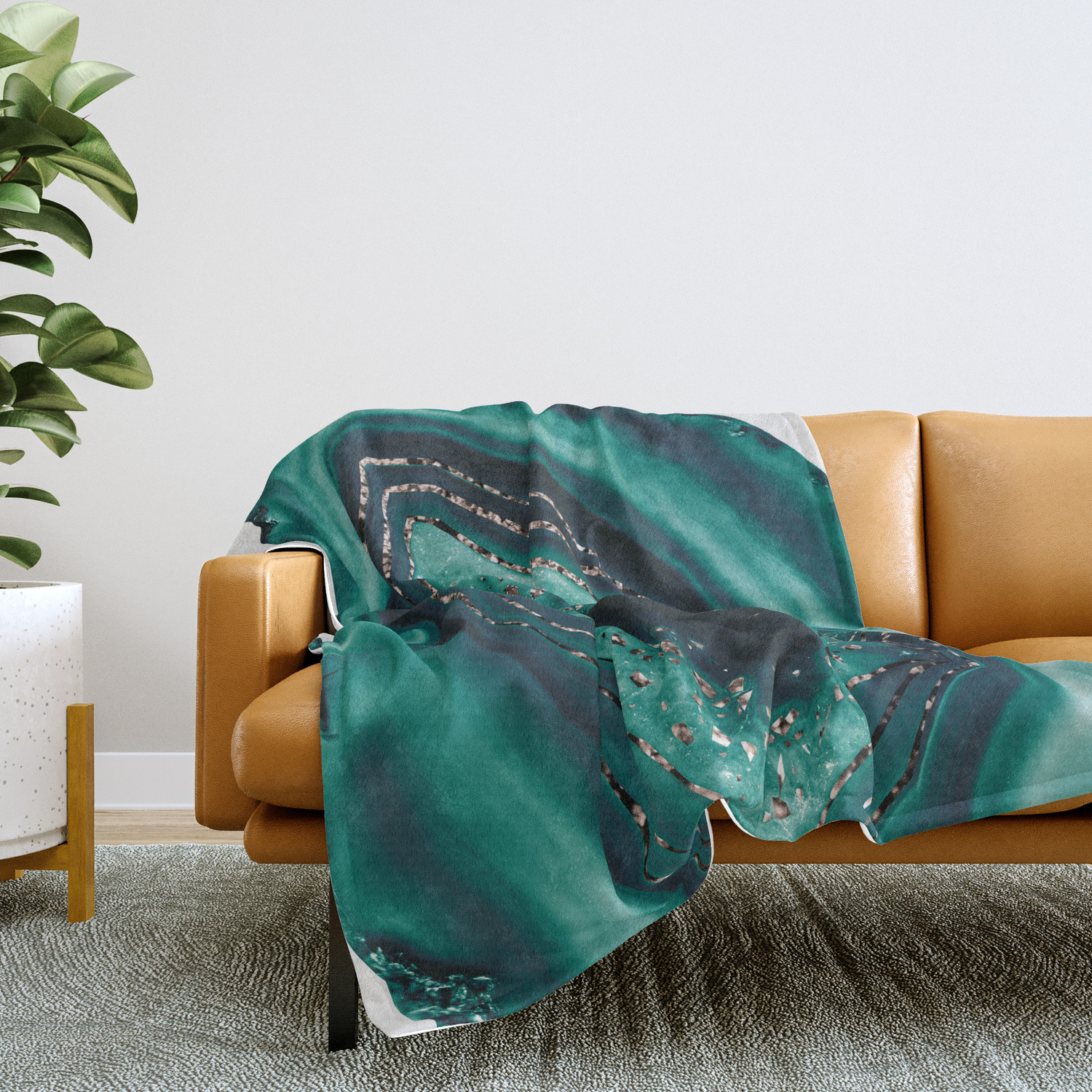 Teal Agate Rose Gold Glitter Glam 1 Gem Decor Art Society6