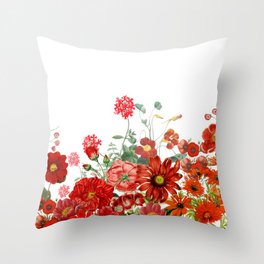 Vintage & Shabby Chic - Red Summer Flower Garden Throw Pillow