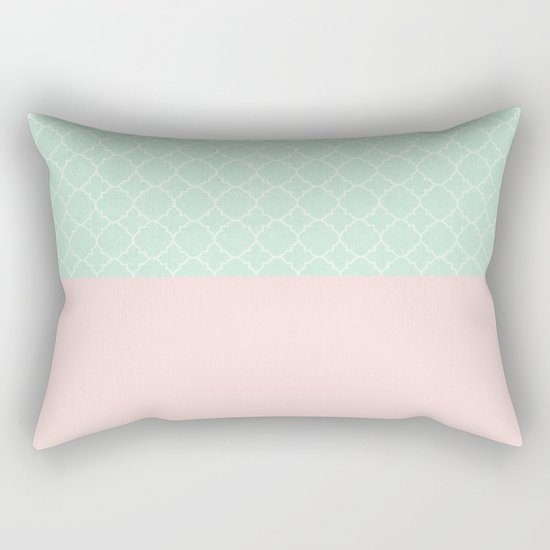 Vintage Blue, Classic Pink Rectangular Pillow