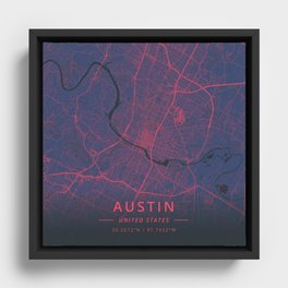 Austin, United States - Neon Framed Canvas