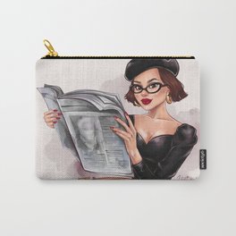 Girl with newspaper and coffee Carry-All Pouch