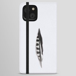 Minimalist Abstract Black and White Feather iPhone Wallet Case
