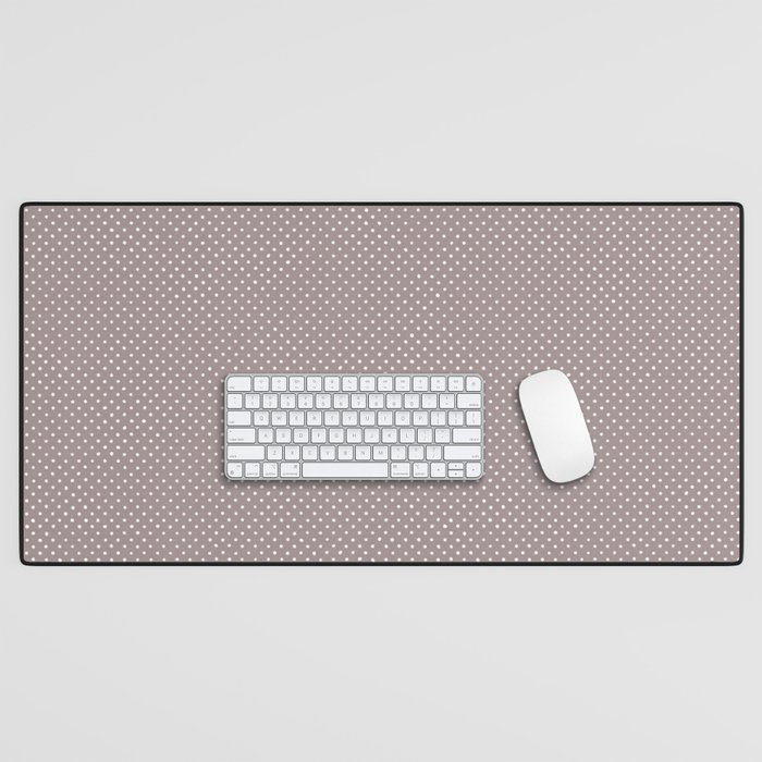 Hand-Drawn Polka Dots- Soft Mauve Desk Mat