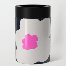 Large Pop-Art Retro Flowers in Gray Pink on Black Background  Can Cooler