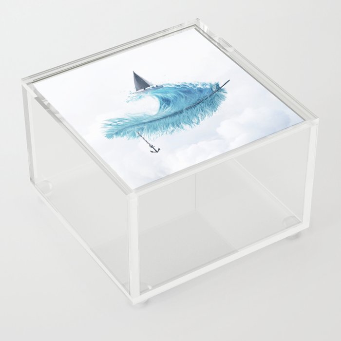 Water Feather • Blue Feather I Acrylic Box