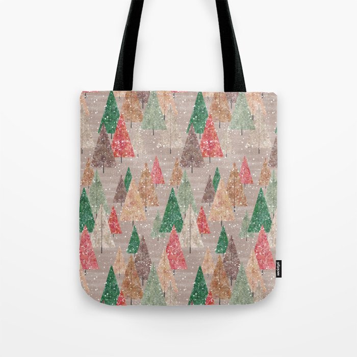 Neutral Mid century Modern Winter Pine Trees Tote Bag