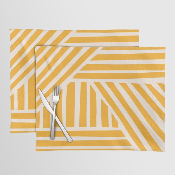Abstract Shapes 221 in Mustard Yellow shades Placemat