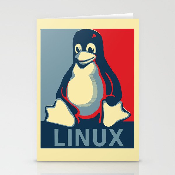 Linux Tux classic Obama poster Stationery Cards