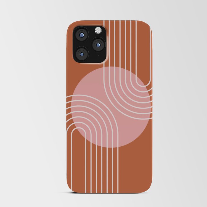 Mid Century Modern Geometric 175 in Brown Pink iPhone Card Case