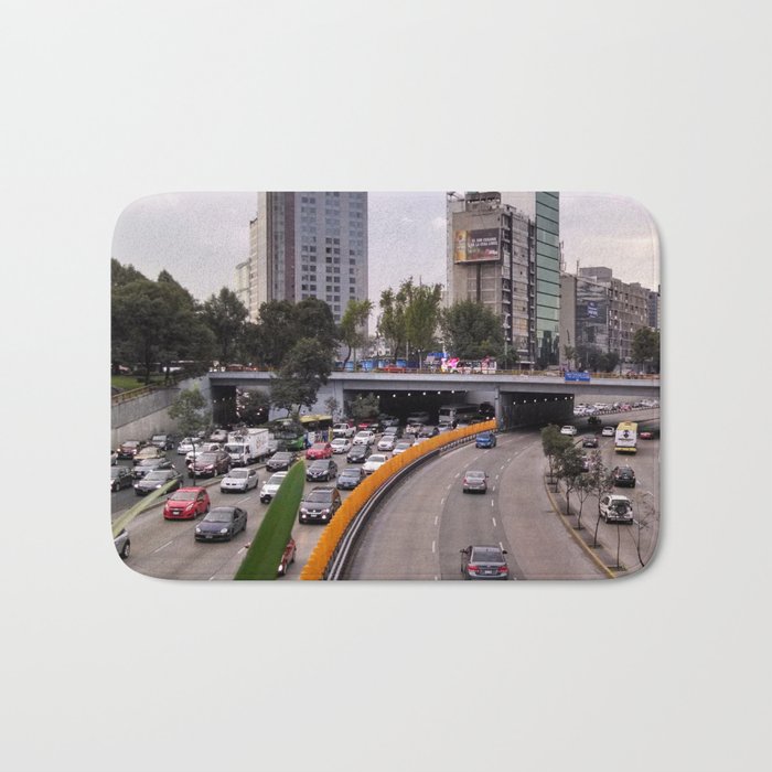 Mexico Photography - Busy Highway Going Through Mexico City Bath Mat