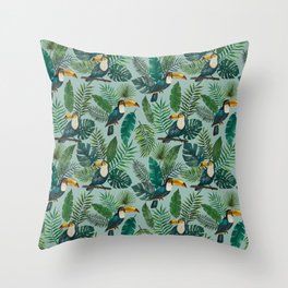 Tropical Toucan Pattern Throw Pillow