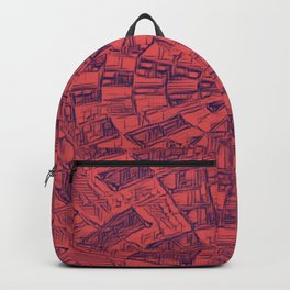 Red and black Circular Maze Backpack