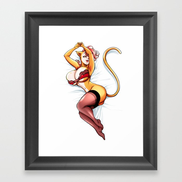 In bed with Dr Pussycat (Peepoodo) Framed Art Print