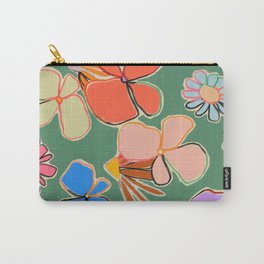 VINTAGE GARDEN GREEN Carry-All Pouch | Digital, Pastel, Pop Art, Bohemian, Pattern, Curated, Colourful, Green, Abstract, Garden 