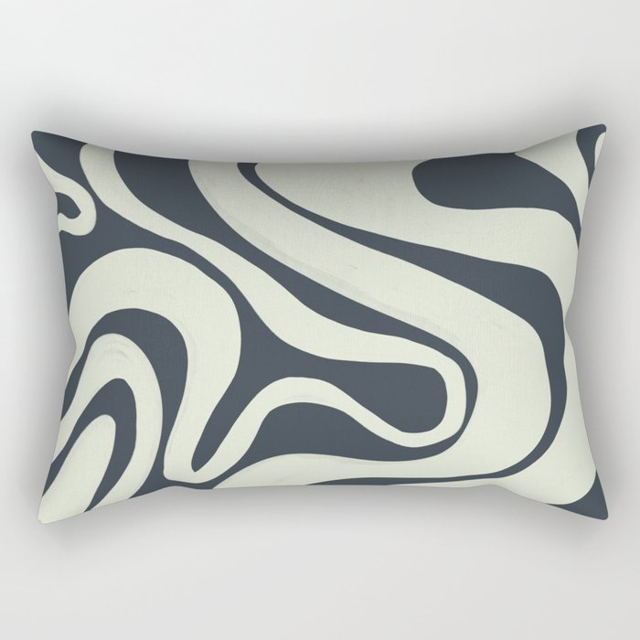 Liquid Swirl Waves in Mint Green on Caviar Grey Rectangular Pillow