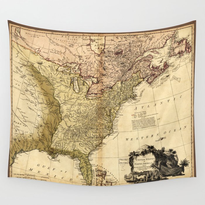 The United States of North America Map (1784) Wall Tapestry by The Arts 