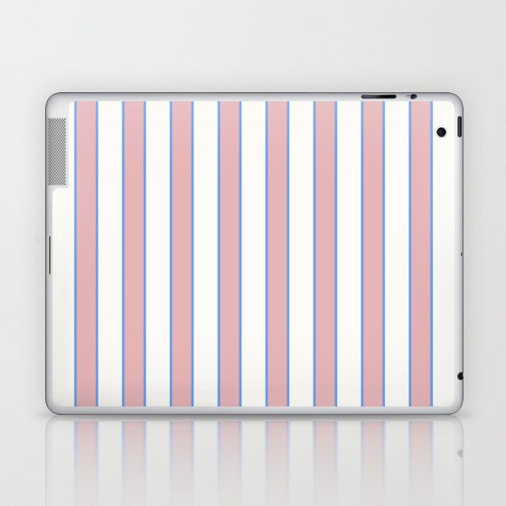 Vintage Cabana Stripe Pink And Blue Stripes Retro Boho Coastal Beach Vibe Laptop & iPad Skin