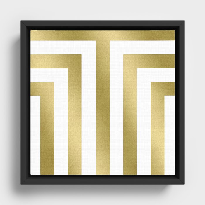 Gold T Stripes Framed Canvas